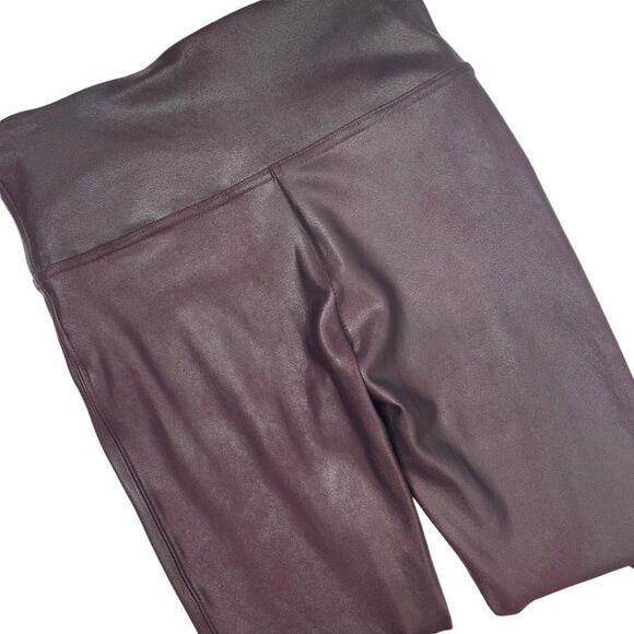 SPANX Faux Leather Leggings Sz S maroon red - Picture 9 of 11